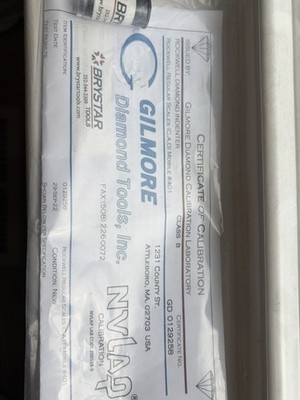 Brand New Gilmore Diamond Tools Class B Indenter with Certification