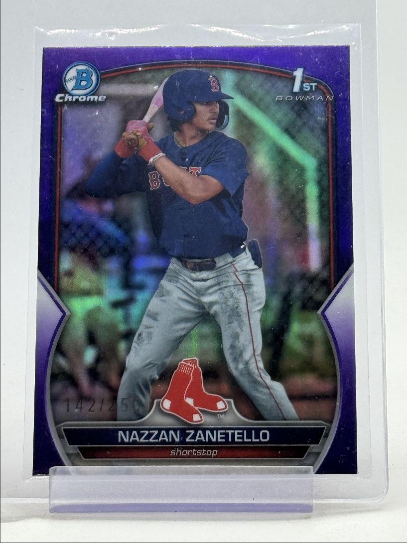 NAZZAN ZANETELLO 2023 BOWMAN CHROME DRAFT 1ST PURPLE RED SOX /250 Q2956