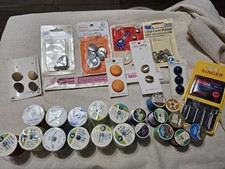Large Vintage Sewing Thread Notions Lot Coats Clark Dritz Buttons Singer Needl