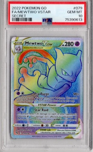 2022 Pokémon Go Full Art FA/Mewtwo VSTAR (Secret) #079 PSA 10
