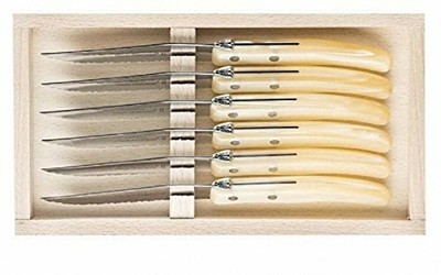 Claude Dozorme - Berlingot Steak Knives Wood Box Set of 6 - Pearl