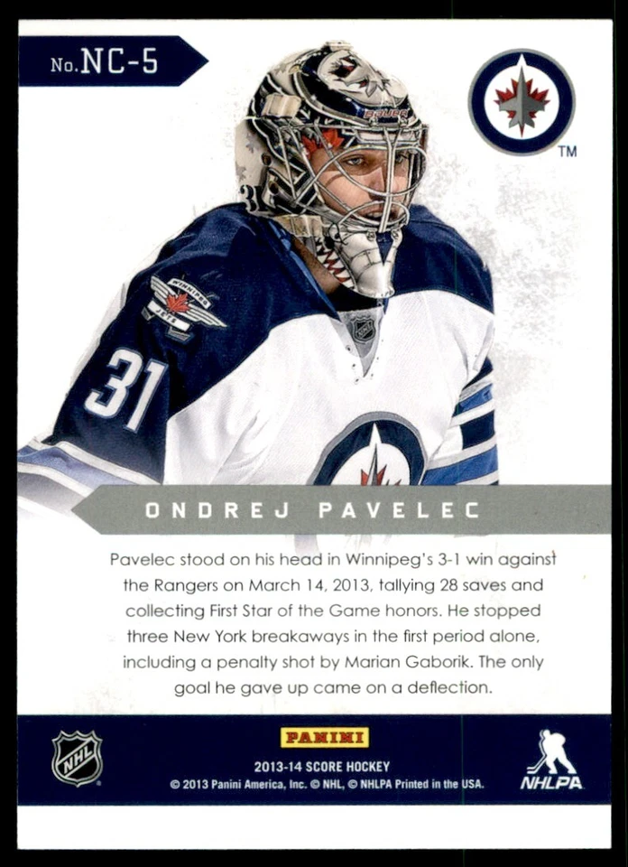2013-14 Score Netcam Ondrej Pavelec #NC-5 - Image 2 of 2
