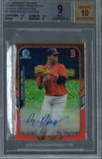 2015 Rafael Devers Bowman Chrome Orange Ref RC Auto Mini Farms Finest BGS 9/10