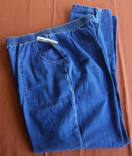 Kim Rogers Essentials Women's Dark Denim Jeans 18 Cotton 33-40x30 Elastic Waist - Picture 7 of 13