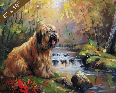 Briard painting by a peaceful stream 8x10 Print