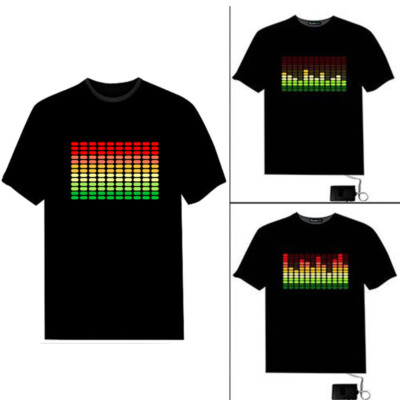 Creative LED Flashing Sound Activated Audio Control T-Shirt Night Club Wear