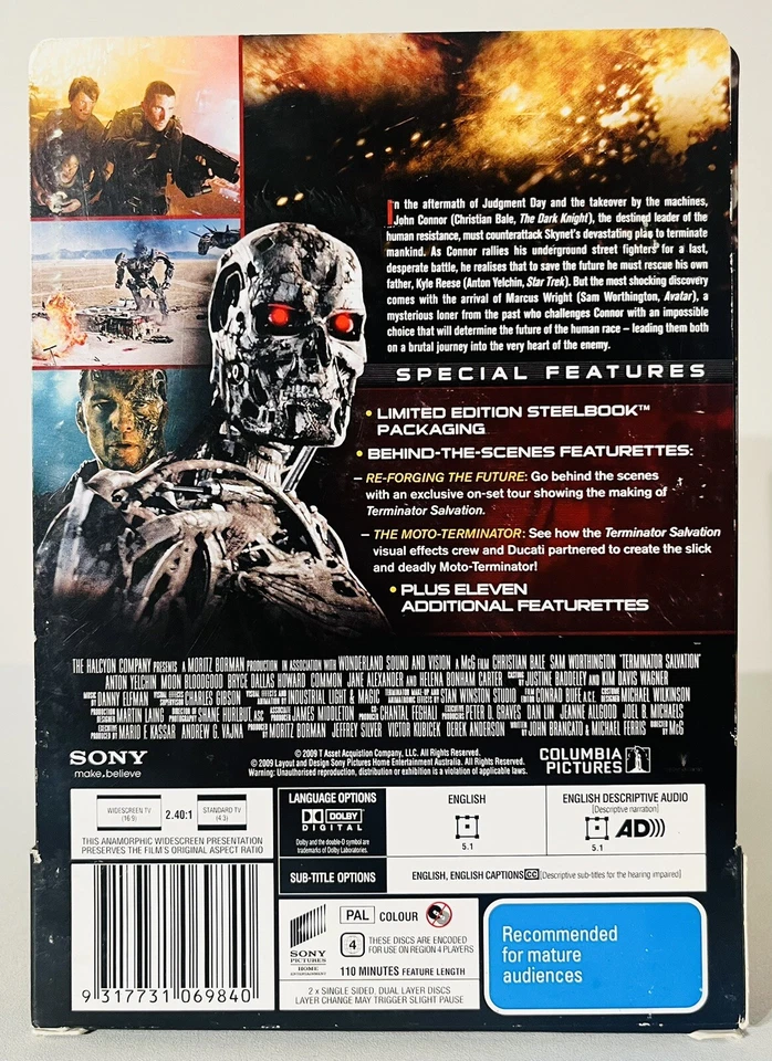 Terminator Salvation DVD 2 Discs Limited Edition Steelbook Region 4 Collectors - Image 2 of 4