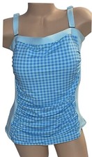 Lands' End Lycra Xtra Life Blue Tankini Halter Swimsuit Top Womens 12/D NWT