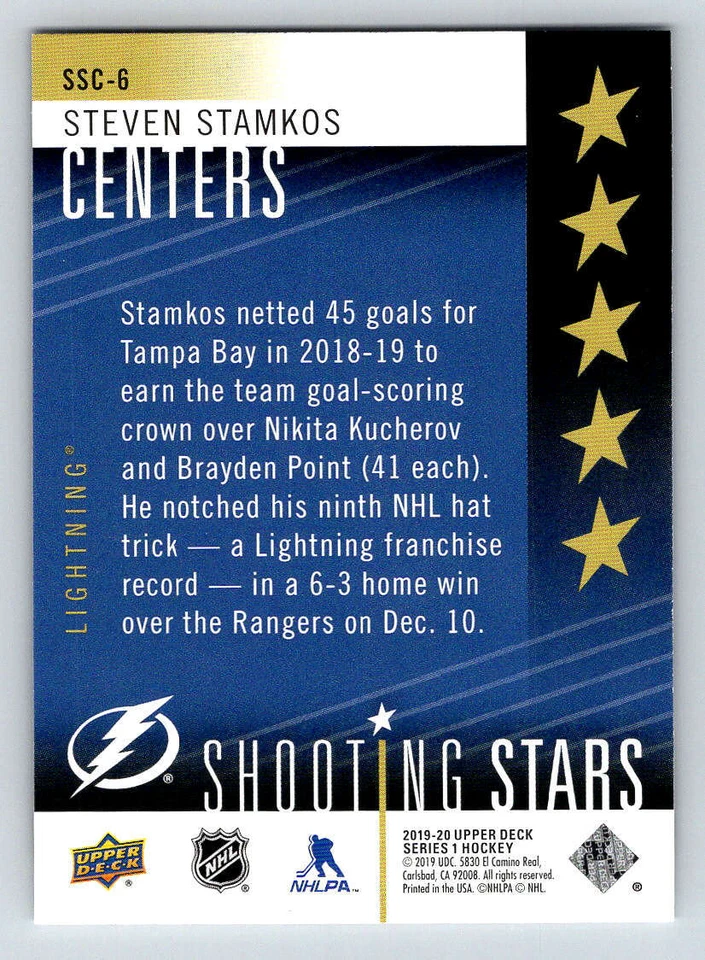 2019-20 Upper Deck Shooting Stars Centers #SSC6 Steven Stamkos (ref 203142) - Image 2 of 2