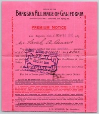 1895 Ex Civil War Soldier Document - Bankers Alliance Life Ins. Premium Notice