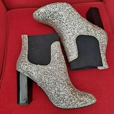 Silver Glitter Sparkle 8.5 - 9 party holiday dress high heel ankle boot 89