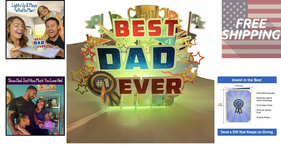 Tarjeta emergente personalizada del día del padre - luces, música y risas combinadas Foto 2 de 4