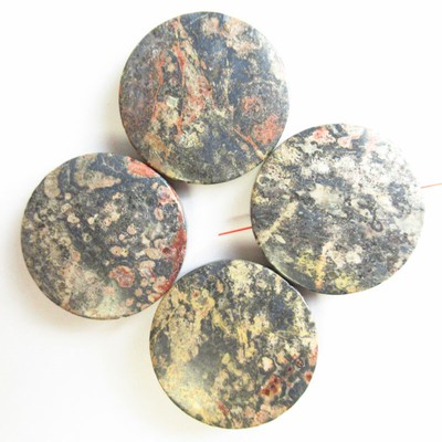 4Pcs 30x20x6mm Red Leopard Skin Jasper Oval Pendant Bead B42431