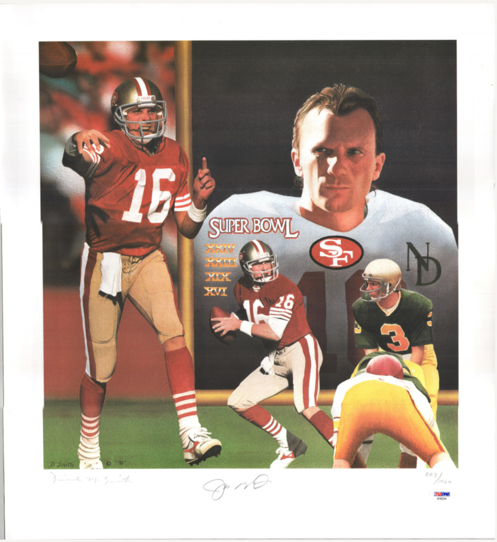 Joe Montana Autographed Signed San Francisco Lithograph Photo Poster PSA 20910 view 1