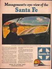 Santa Fe Railroad Train Management's Eye View Desert Vintage Print Ad 1946