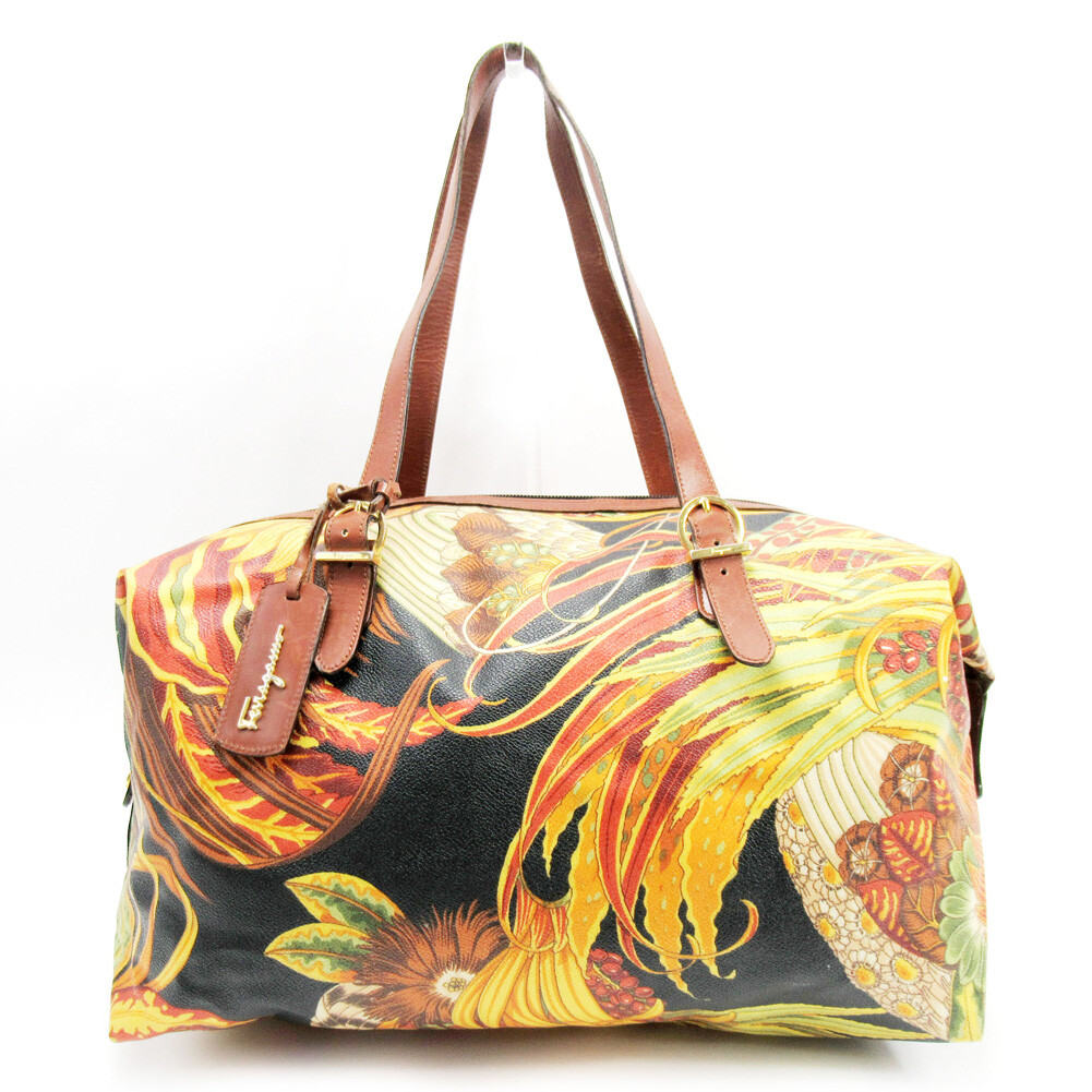 Salvatore Ferragamo Boston bag Ganchini orange PVC ?~ leather used