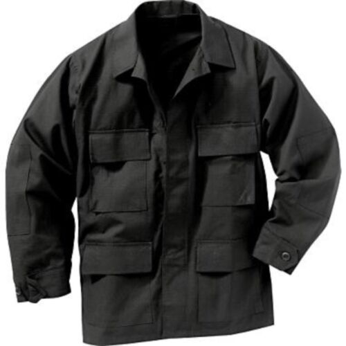 US Army Black Night Camo BDU 4 pocket Shirt Jacket Uniform size Medium XL - Picture 1 of 1