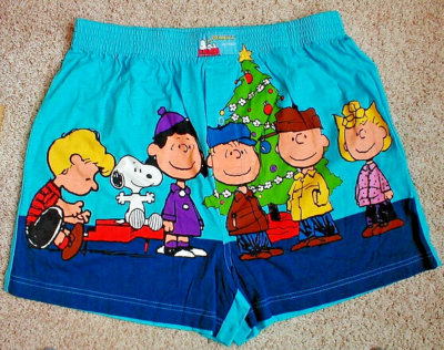 Peanuts Christmas Boxer Shorts w/Gift Bag Men's 'Happy Holidays