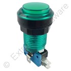Green 12V LED T10 28mm Round Illuminated Arcade Push Button & Microswitch - MAME