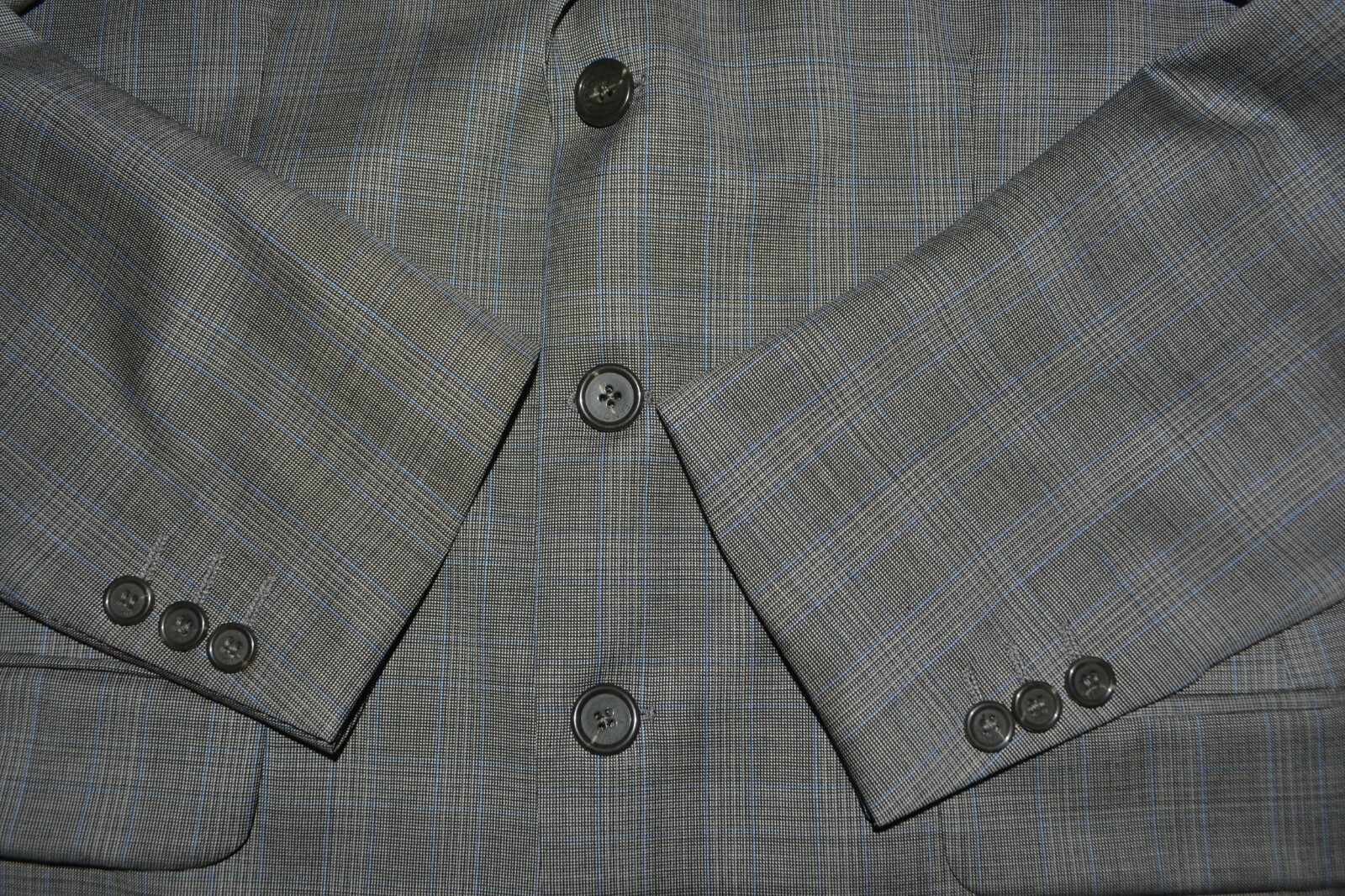 Fendi Men's Gray Plaid 100s Super Wool 3 Front Button Sports Coat Sz 38R thumbnail 6