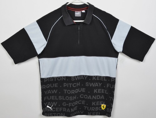 Ferrari Puma Men's Small Zip Collar Black White Stripe SF90 Street Polo  Shirt | eBay