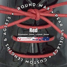 Wax Shoelace Red Dress Boot Shoe Lace 2mm, 2.5mm, 3mm Shoe Bootlace RW3MM
