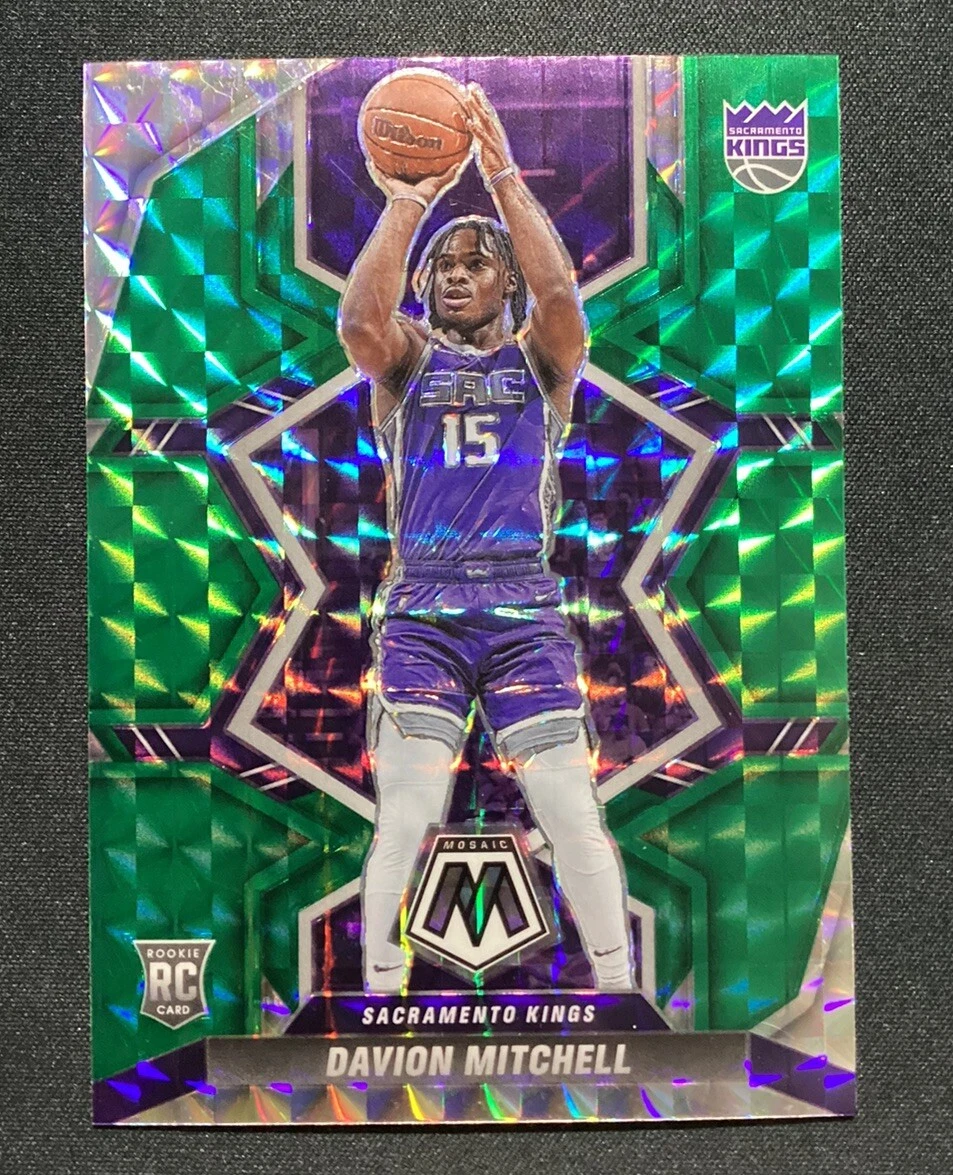 2021-22 Panini Mosaic Green Davion Mitchell Rookie RC Green Mosaic #208 Kings