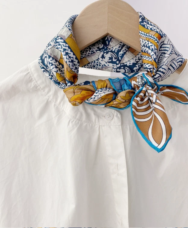 26" Square Scarf Women Neckerchief Wrap Happy knot Print NEW 100% Mulberry Silk