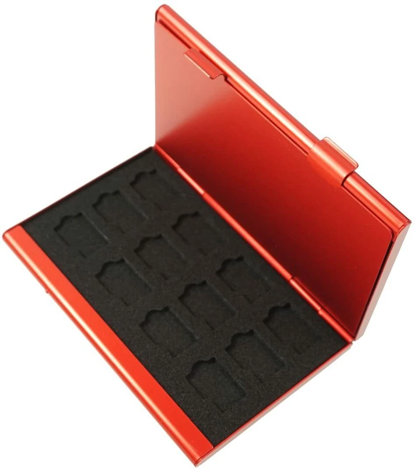 Red Aluminum Memory Card Case w/ 24 Slots for Micro SDHC Card SanDisk Kingston - Image 3 of 4