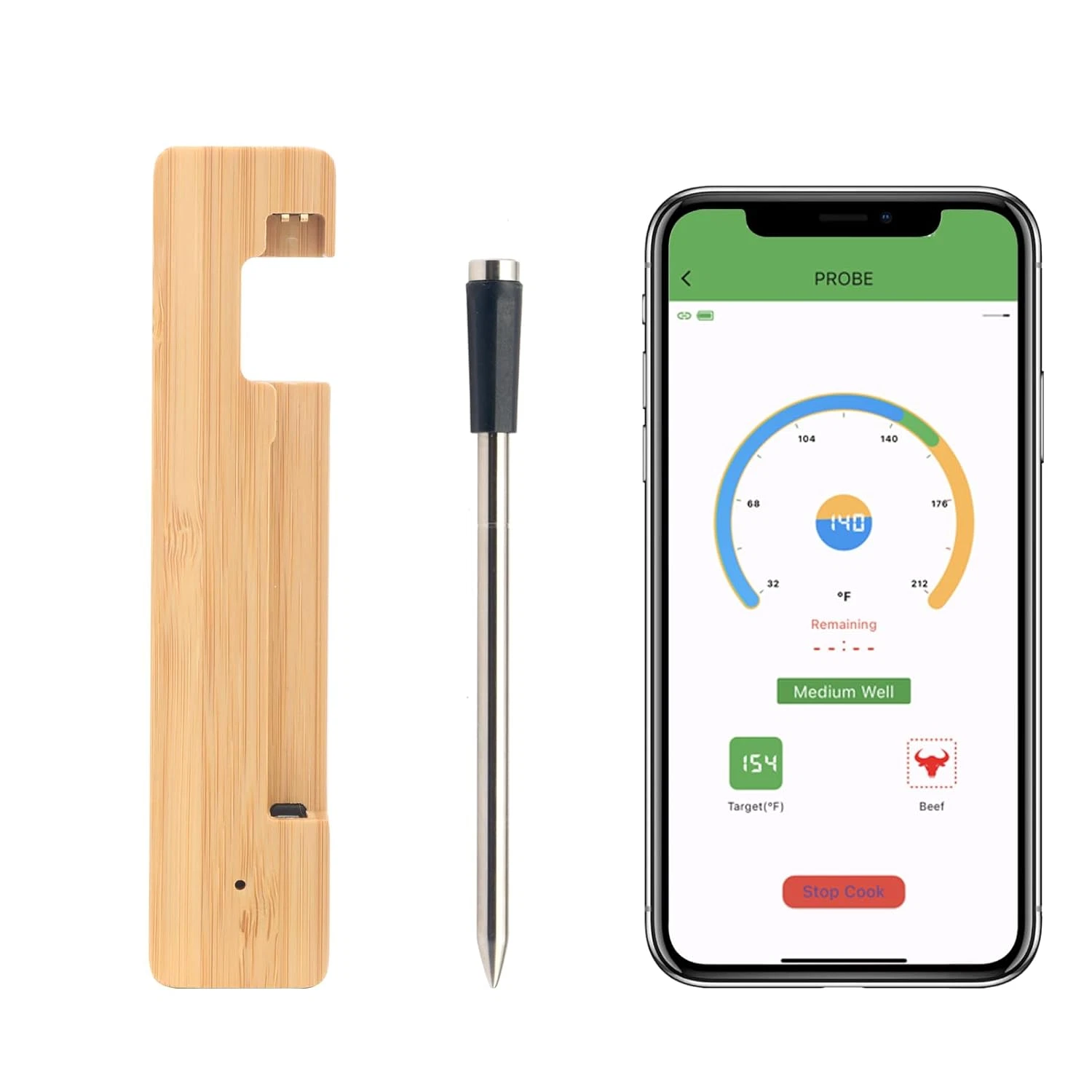 Wireless Meat Thermometer, Long Range Bluetooth 5.2 with App Control, Compatible