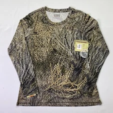 Magellan Mossy Oak Women Large Long Sleeve Brush Camo Mesh Hunting Shirt Comfort