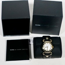 Marc By Marc Jacobs Women's Watch Molly Yellow Gold Case Black Strap MBM1309