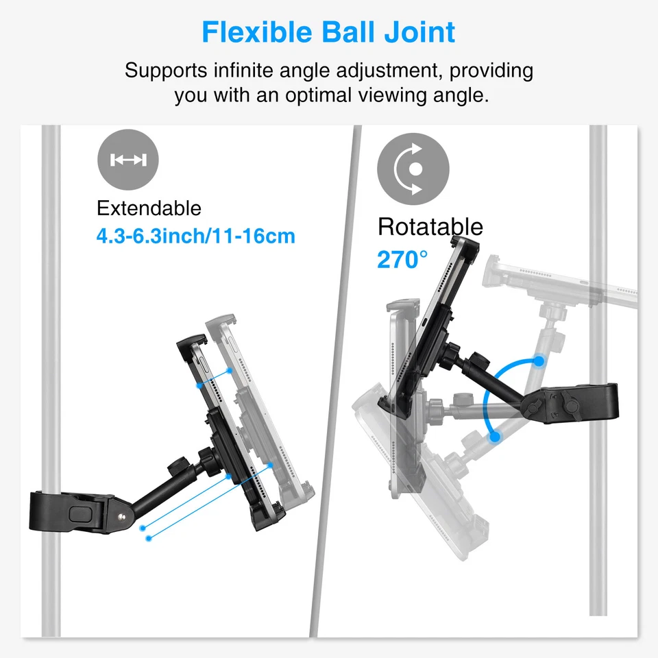 Tablet Holder for Mic Stand Adjustable Mic Music Stand Phone Mount 4.7-13.5" - Image 3 of 4