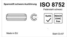 Spannstift ISO 8752 geschlitz 13 mm x 14-85mm Federstahl schwere