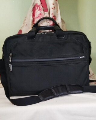 TUMI Alpha 2 Slim Deluxe Ballistic Canvas Laptop Briefcase Shoulder Bag*Blk*Zip