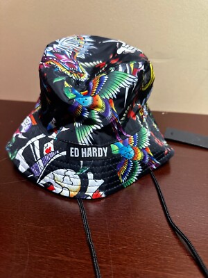 Ed Hardy Mens Multicolor Graphic Tattoo Lightweight Bucket  display picture 2
