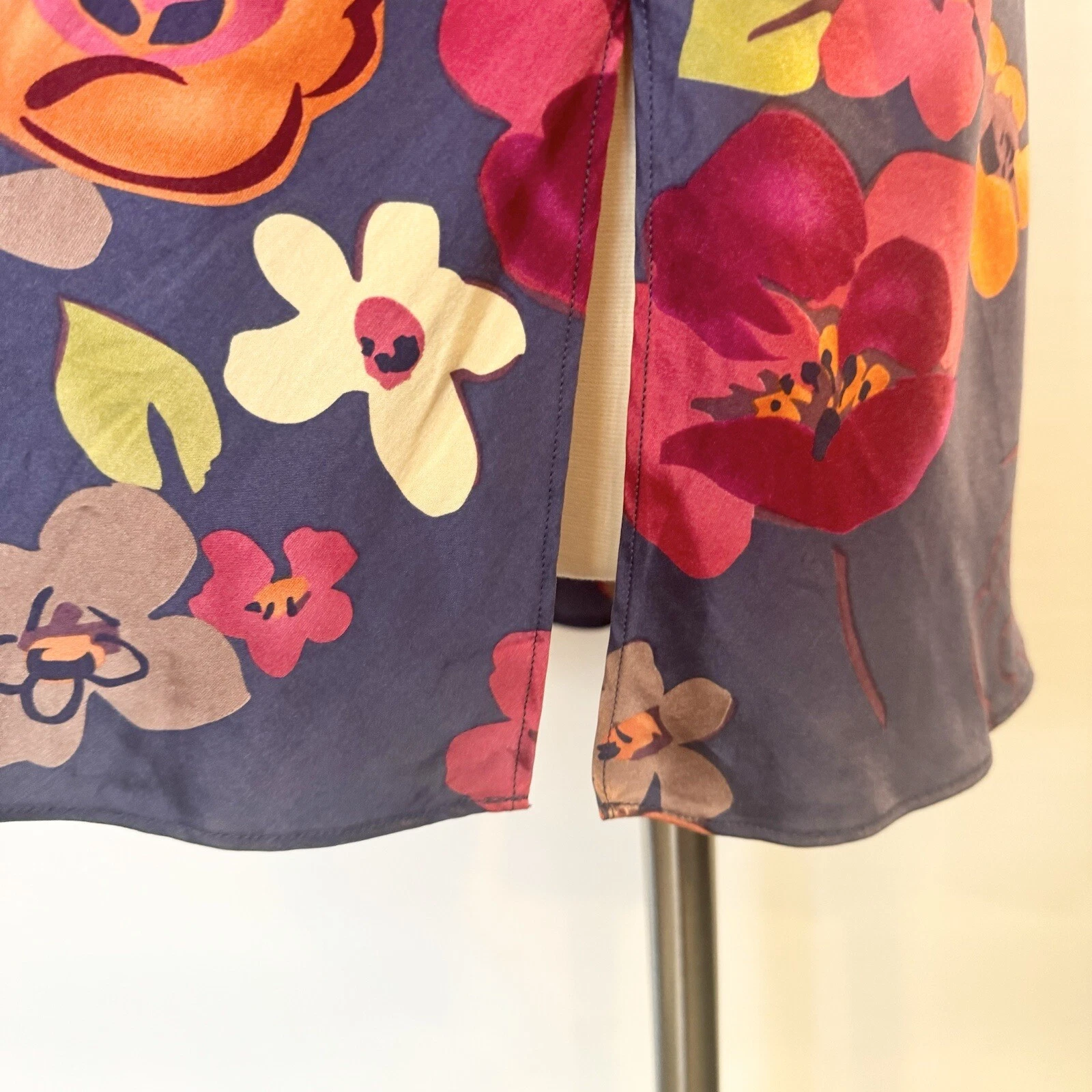 UNDERCOVER Camicia slip abito Y2K Victoria's Secret seta pervinca blu stampa floreale L