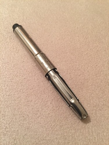 vintage parker fountain pen metal ink converter-england-fully