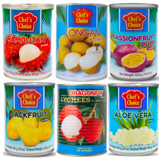 Fruit in syrup - Lychee, Rambutan, Longan, Aloe vera, Passion fruit, Jackfruit