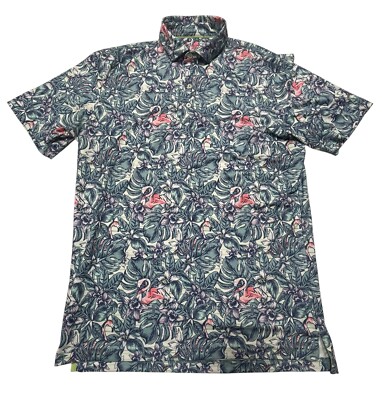 Men's johnnie-O White THE PLAYERS Raymond Polo All over Floral & Pink Flamingo
