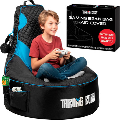 Gaming Bean Bag Chair Cover for Kids with High Back, Blue   Floor Gaming Chair C