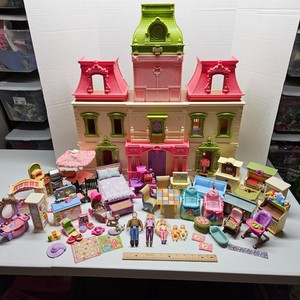 Loving Family DREAM DOLLHOUSE HUGE LOT Folding Mansion Twin Doll Furniture WORKS