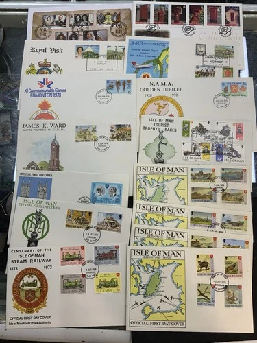 ISLE OF MAN STAMPS COMMEMORATIVE FIRST DAY COVERS JOBLOT