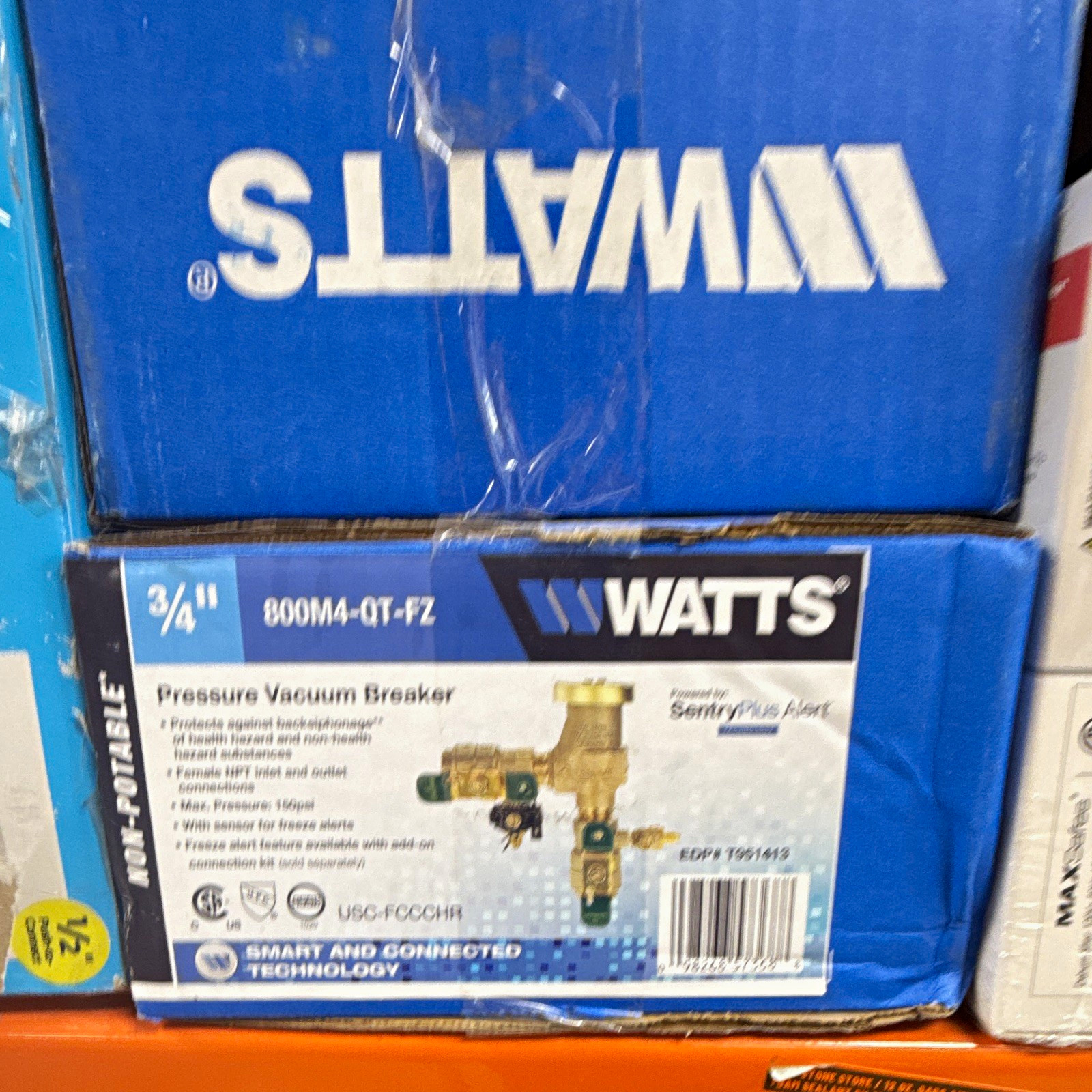 Watts 800M4-QT-FZ Pressure Vacuum Breaker PVB 3/4 in Bronze 150 psi