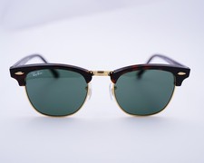 Ray-Ban Sunglasses RB3016 Clubmaster Classic Tortoise Frame Green Lens 49mm