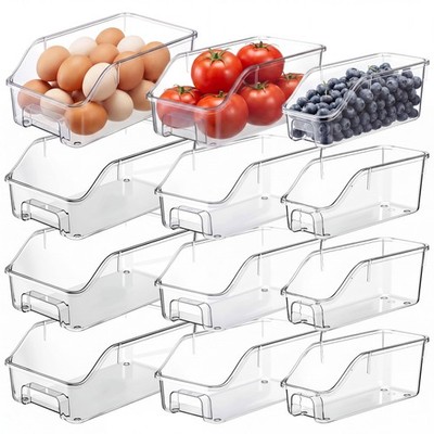12 Packs Pantry Organizers and Storage Freezer Clear Organizer Bins with Hand...