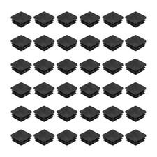 38Pcs Square Plastic Plugs, 25 x 25mm PE Pipe Tubing End Caps for Tube, Black