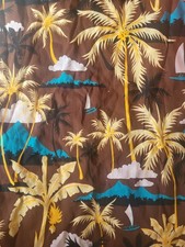 Brown palm tree tropical fabric material beach chic 42x150" island Hawaiiana