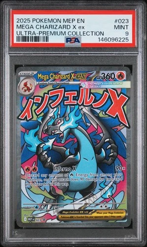 2025 POKEMON MEP EN-ME BLACK STAR PROMO #023 MEGA CHARIZARD X EX PSA 9