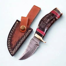 Hand Forged Damascus Steel Skinner Knife 7" Razor Sharp EDC Hunting Blade Sheath